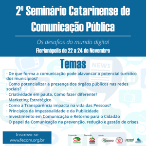 Leia mais sobre o artigo Importância e desafios da comunicação pública pautam evento em Florianópolis