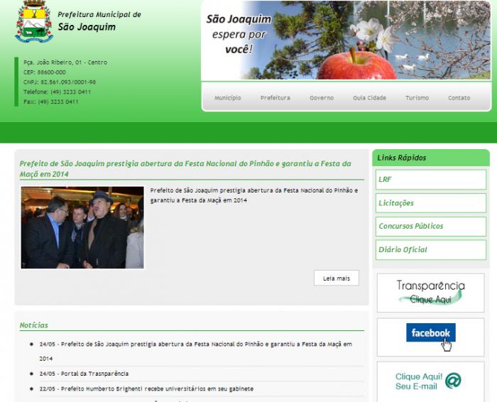 Leia mais sobre o artigo Site da Prefeitura de São Joaquim está adequado ao portal da transparência