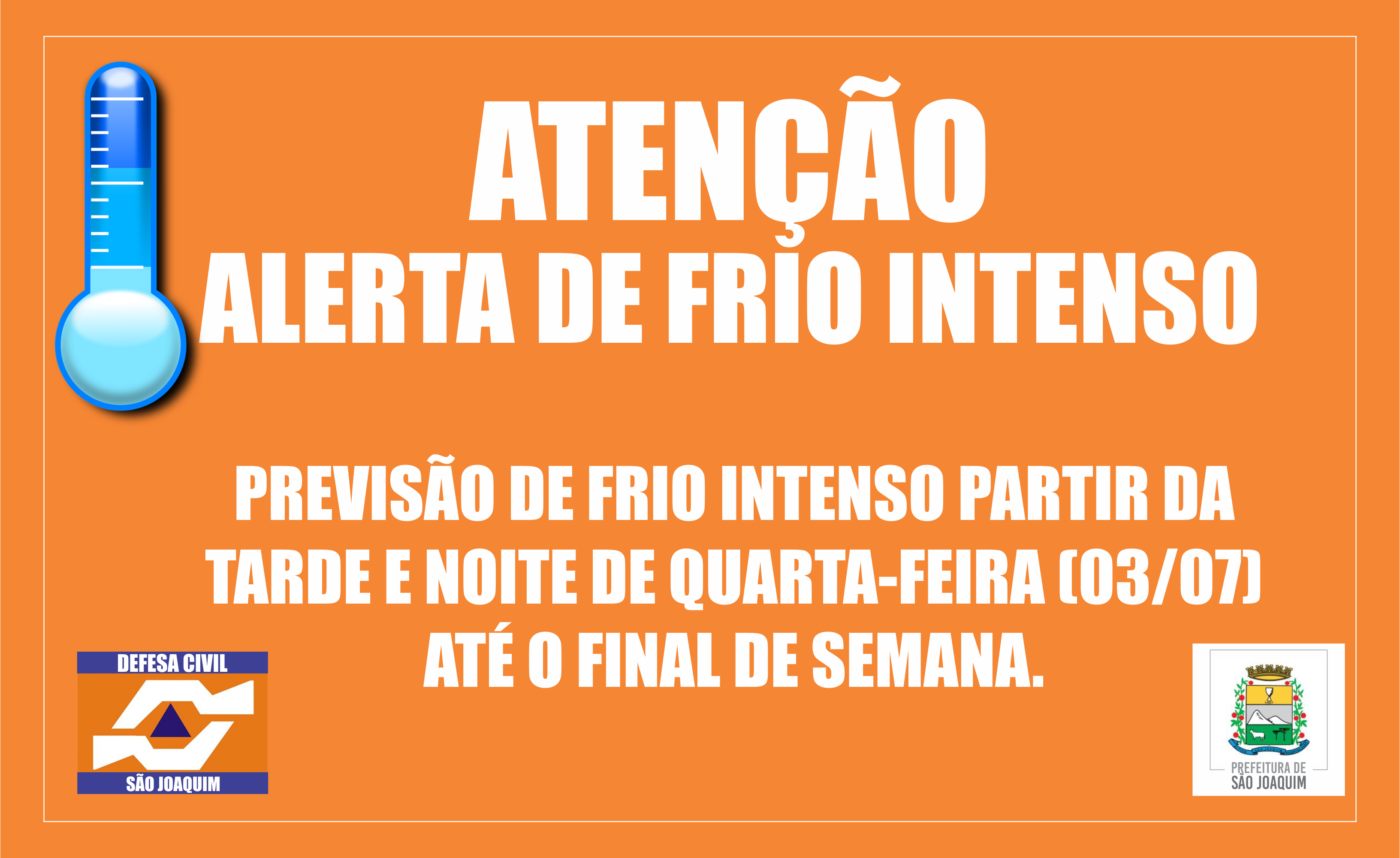 Leia mais sobre o artigo Defesa Civil – Frio intenso irá atingir São Joaquim