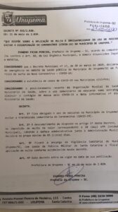 Leia mais sobre o artigo Decreto prevê obrigatoriedade do uso de máscara e multa para quem descumprir a medida