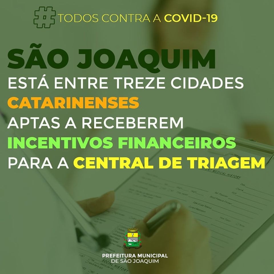 Você está visualizando atualmente São Joaquim receberá R$ 180 mil do Ministério da Saúde