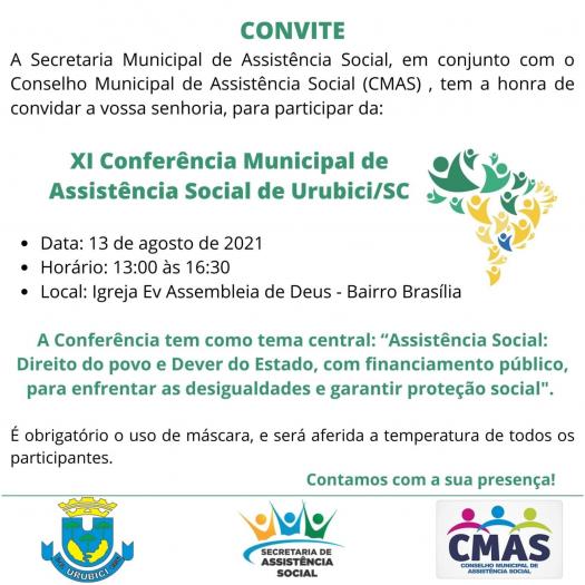 Você está visualizando atualmente XI Conferência Municipal de Assistência Social de Urubici/SC