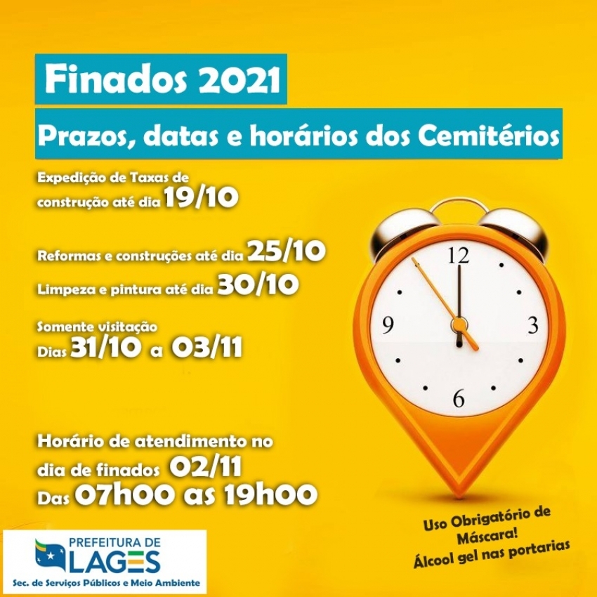 Leia mais sobre o artigo Prefeitura alerta para prazos de serviços nos cemitérios municipais para o Dia de Finados