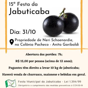 Leia mais sobre o artigo 15ª Festa da Jabuticaba será no dia 31 de outubro em Anita Garibaldi