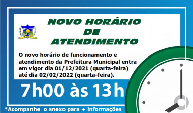 Leia mais sobre o artigo Prefeitura Municipal de Bocaina do Sul comunica mudança de horário