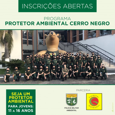 Leia mais sobre o artigo ABERTAS AS INSCRIÇÕES PARA O PROTETOR AMBIENTAL, TURMA DE CERRO NEGRO