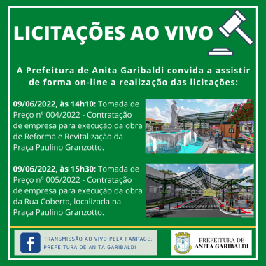 Leia mais sobre o artigo Lançadas as licitações para Reforma e Revitalização da Praça Paulino Granzotto e execução da Rua Coberta