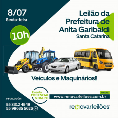 Você está visualizando atualmente Bens inservíveis da Prefeitura de Anita Garibaldi serão leiloados