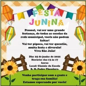 Leia mais sobre o artigo Festa Junina acontecerá neste sábado