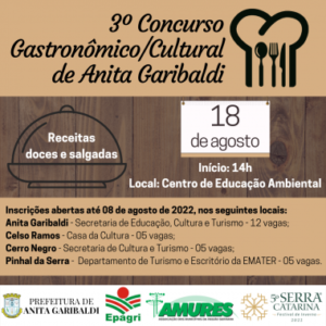 Leia mais sobre o artigo Vem aí o 3º Concurso Gastronômico/Cultural de Anita Garibaldi