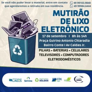 Leia mais sobre o artigo Bairro Conte receberá Mutirão do Lixo Eletrônico, neste sábado (17)