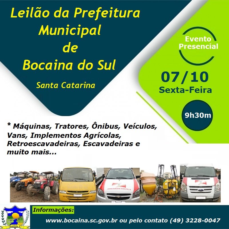 Você está visualizando atualmente É nesta Sexta-Feira o Leilão da Prefeitura Municipal