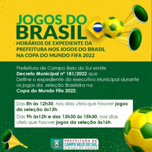 Leia mais sobre o artigo Horários de expediente em dias de jogos da Seleção na Copa do Mundo 2022