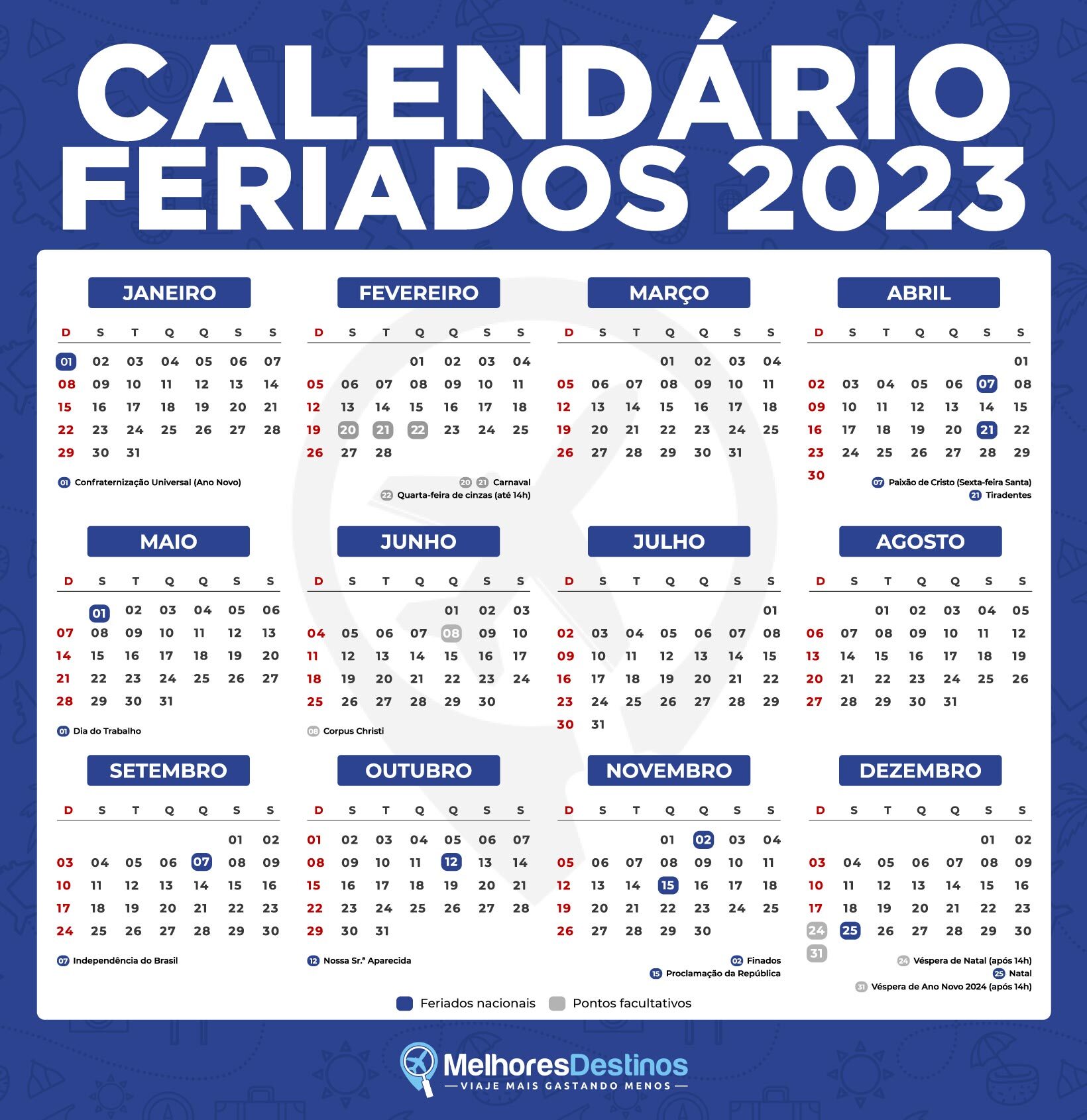 Você está visualizando atualmente Calendário prevê 9 feriados prolongados este ano