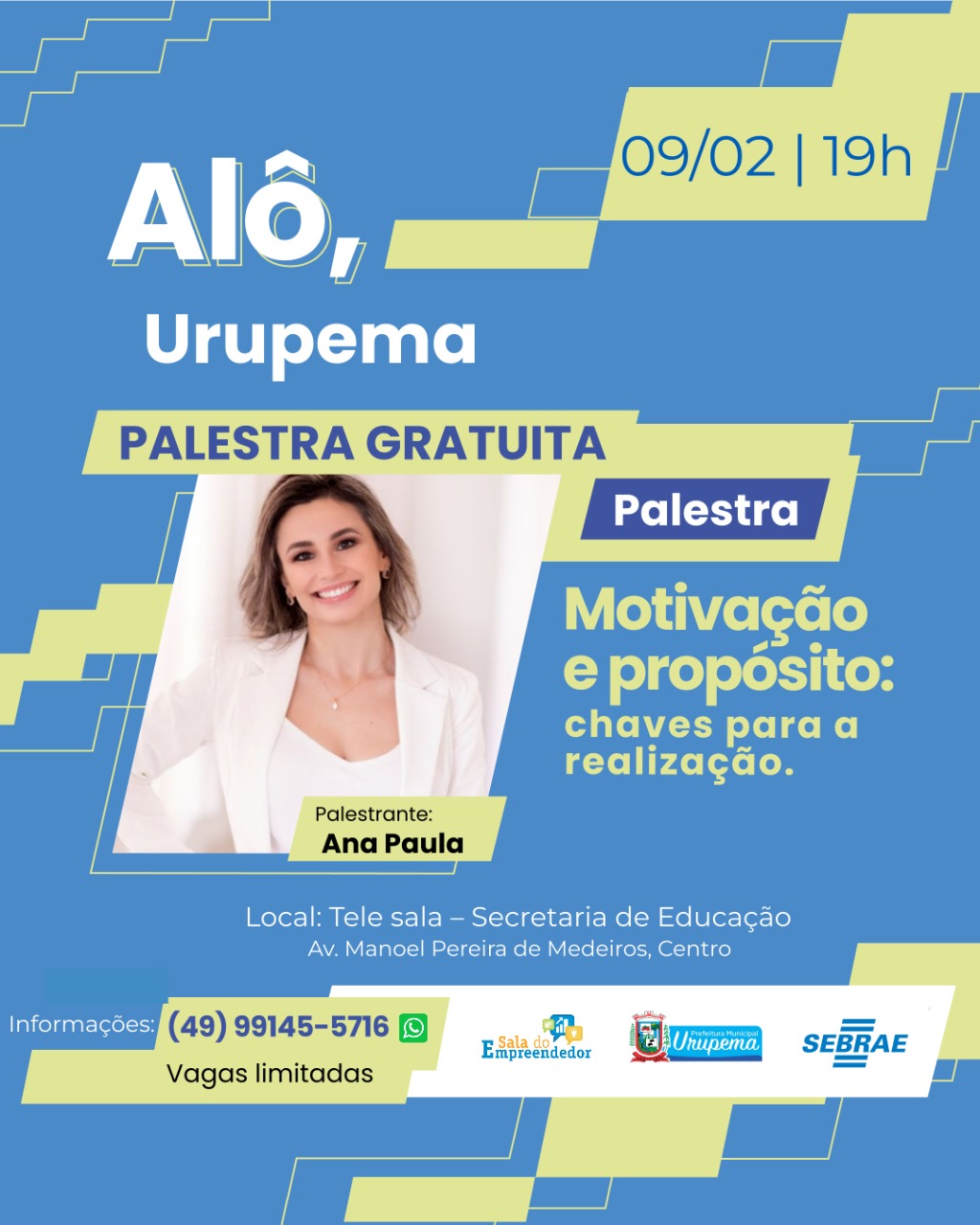 Leia mais sobre o artigo Sebrae oferece palestra motivacional gratuita à comunidade de Urupema