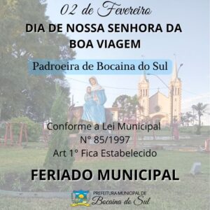 Leia mais sobre o artigo Nesta quinta-feira(02), será Feriado Municipal em Bocaina do Sul