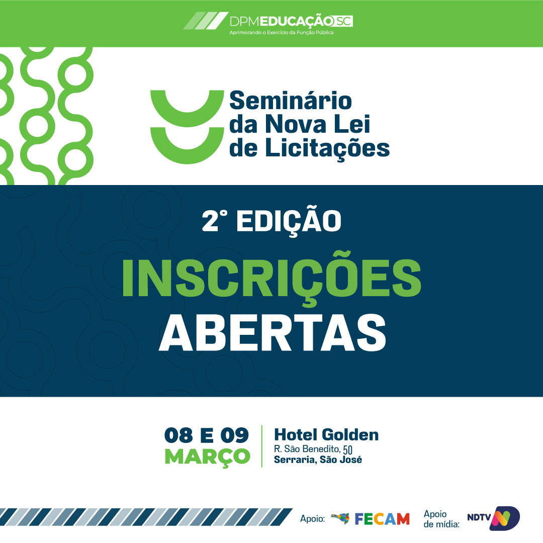 Você está visualizando atualmente Abertas as inscrições para segunda edição do Seminário da Nova Lei de Licitações com apoio da FECAM