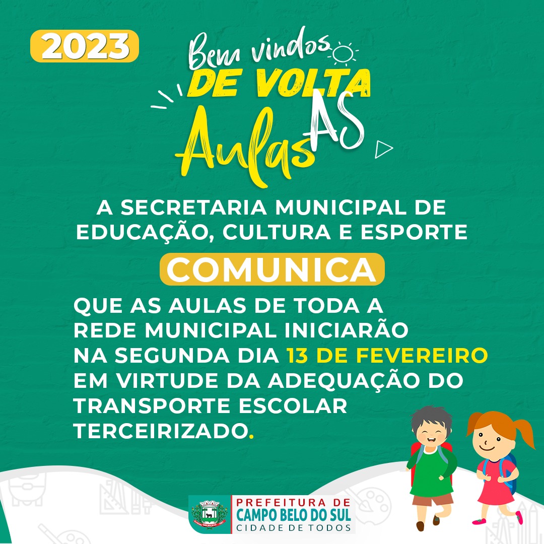 Você está visualizando atualmente Rede Municipal de Ensino de Campo Belo do Sul volta às aulas no dia 13 de fevereiro