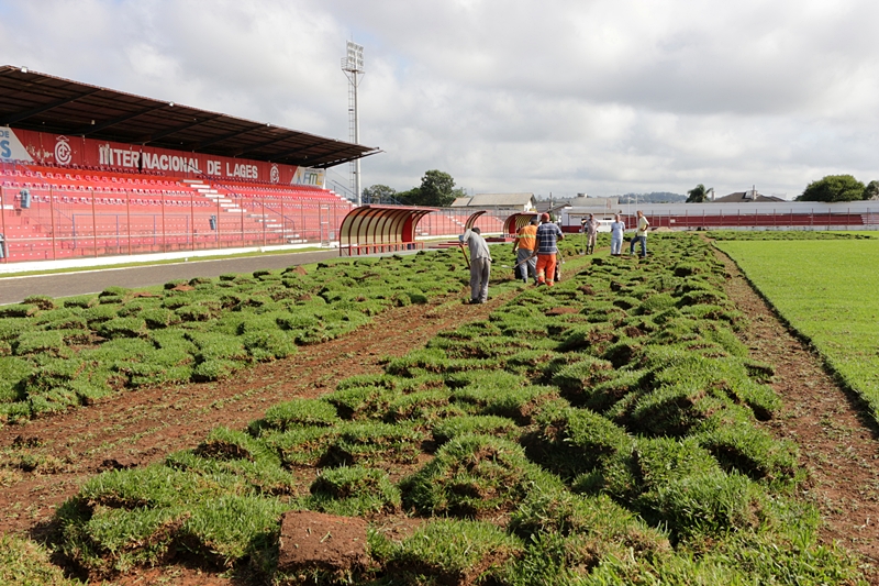 Você está visualizando atualmente Prefeitura trabalha na substituição do gramado do Estádio Municipal Vidal Ramos Júnior