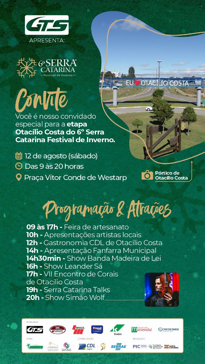 Você está visualizando atualmente Otacílio Costa recebe o Festival Serra Catarina neste sábado com extensa programação