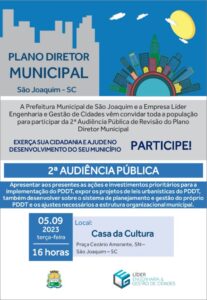 Leia mais sobre o artigo Prefeitura de São Joaquim e Líder Engenharia Promovem Segunda Audiência Pública para Revisão do Plano Diretor Municipal