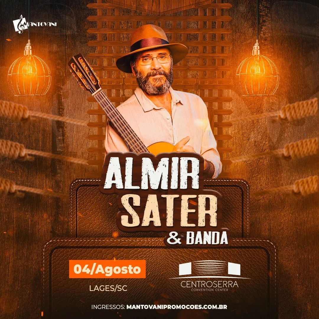 Almir Sater se apresenta em Lages na próxima sexta-feira (4)