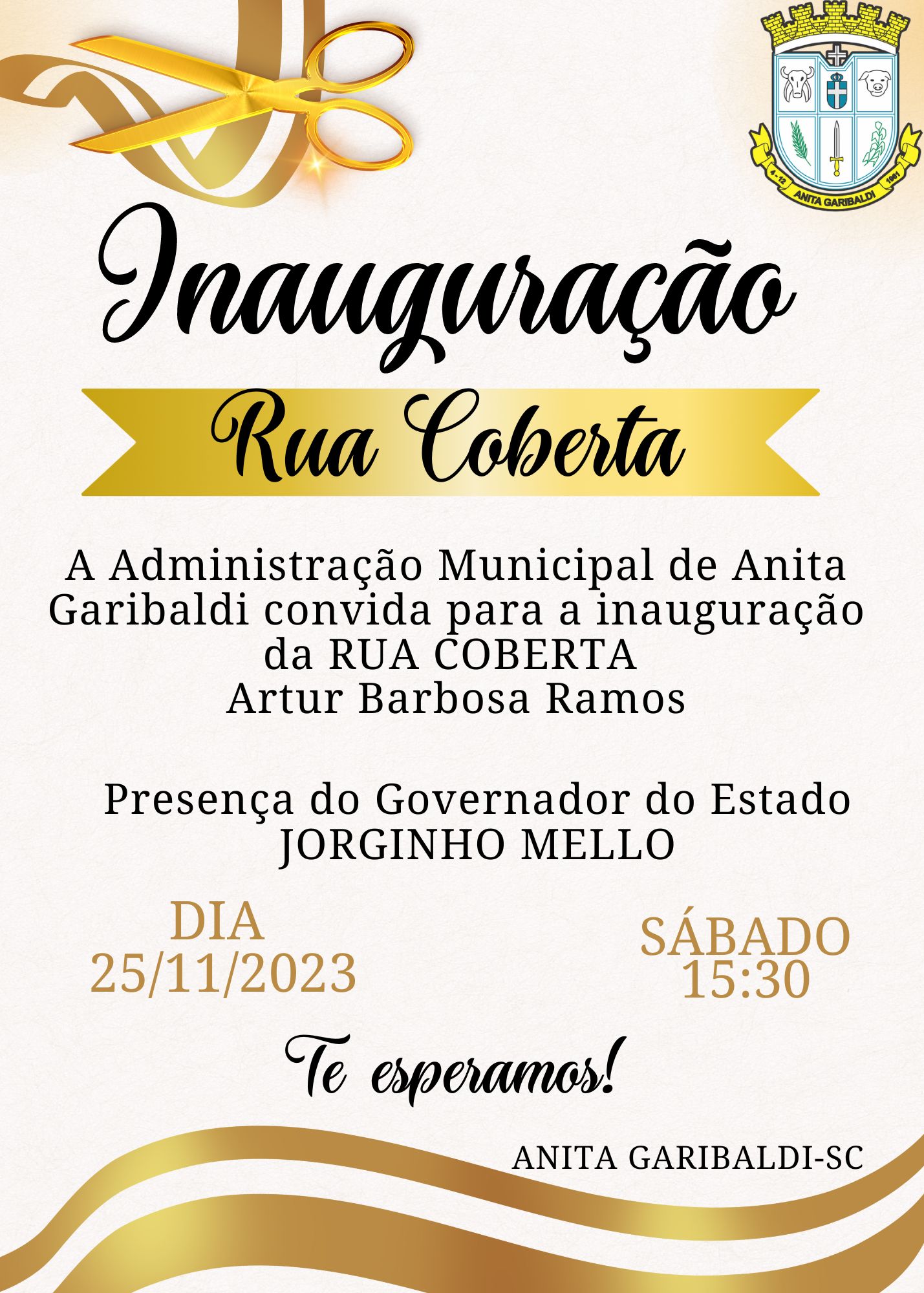 Você está visualizando atualmente Governador Jorginho Mello estará em Anita Garibaldi neste sábado
