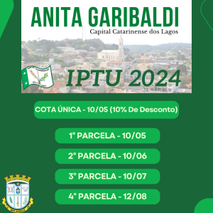 Leia mais sobre o artigo Carnês do IPTU 2024 já estão disponíveis em Anita Garibaldi