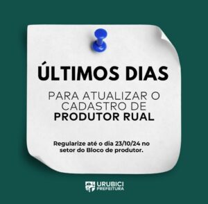 Leia mais sobre o artigo Urubici: últimos dias para atualizar o cadastro de produtor rural